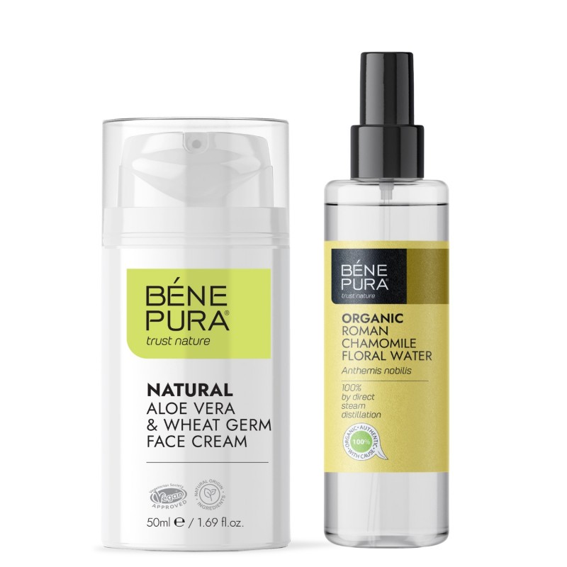 Κρέμα Προσώπου Αλόη Βέρα και Bio Ρωμαϊκό Χαμομήλι Λουλουδάτο νερό - GMC