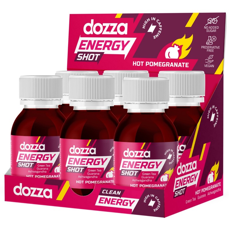 6x Pack DOZZA Energy Hot Pomegranate Energy shot - 60ml - Ενεργειακά ποτά