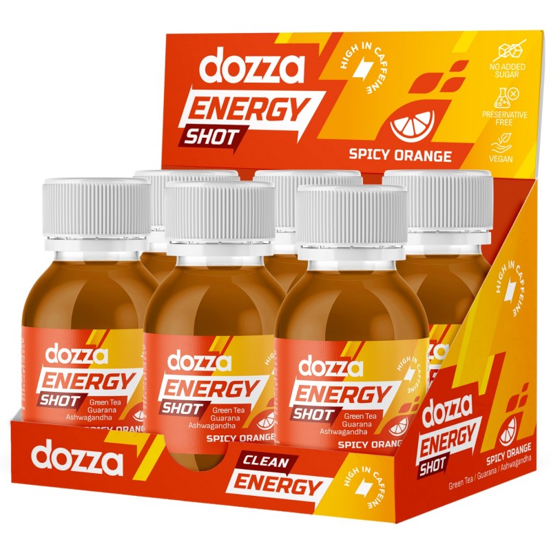 6x Pack DOZZA Energy Spicy Orange Energy shot - 60ml - Ενεργειακά ποτά
